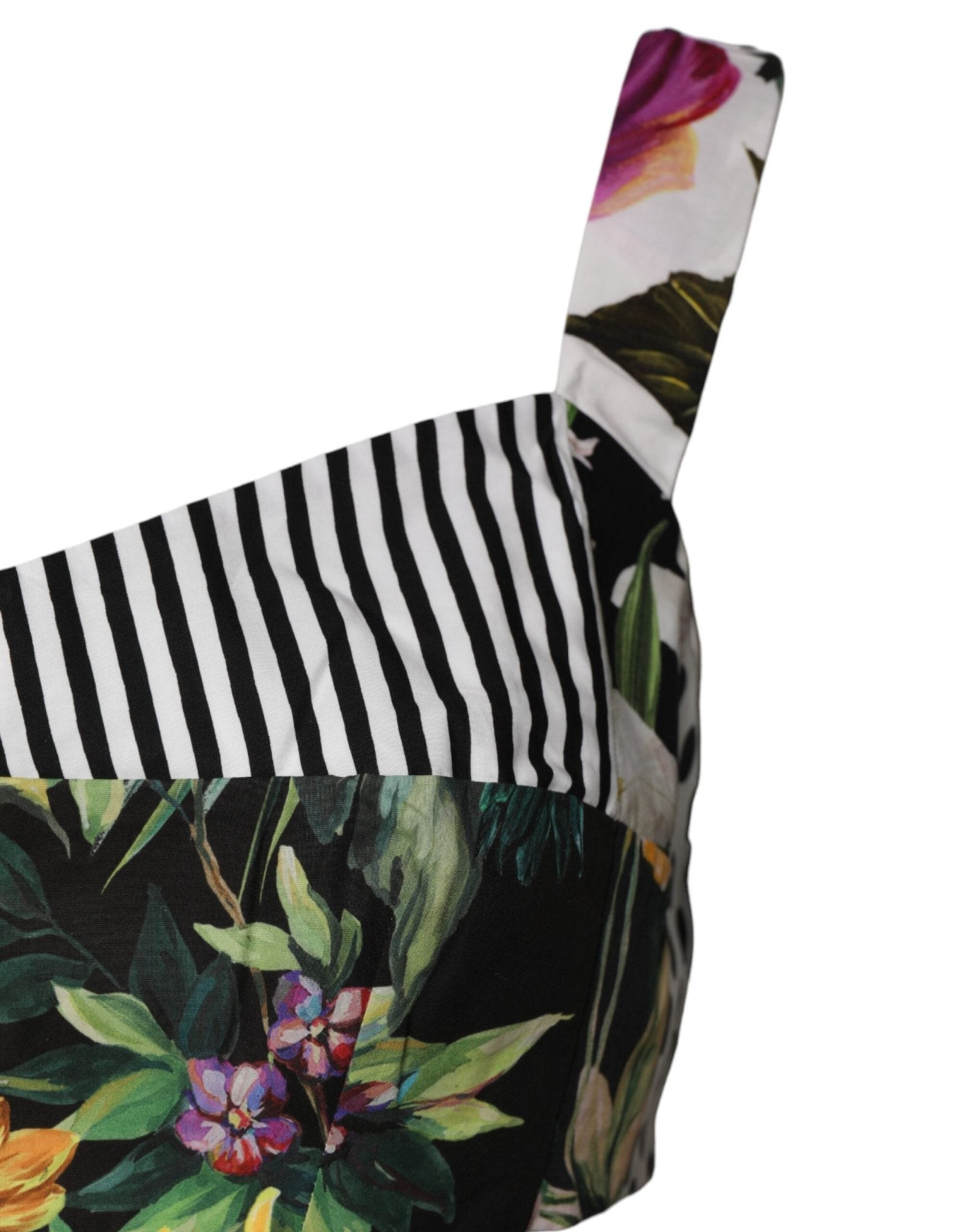 Dolce & Gabbana Multicolor Sweetheart Neck Patchwork Crop Top - Sandy Store ByNet
