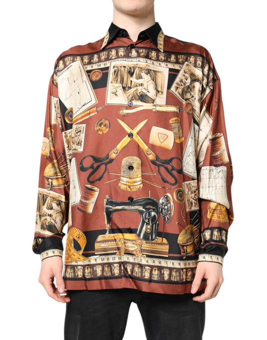 Dolce & Gabbana Multicolor Tailor Print Silk Casual Shirt – IT37 | XS par Dolce & Gabbana | Disponible sur Sandy Store ByNet