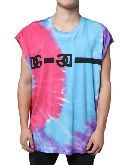 Dolce & Gabbana Multicolor Tie Dye Cotton Sleeveless T-shirt – IT52 | XL par Dolce & Gabbana | Disponible sur Sandy Store ByNet