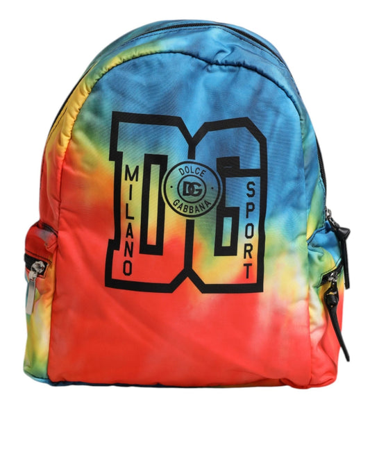 Dolce & Gabbana Multicolor Tie Dye Nylon Logo Print Kids Backpack Bag - Sandy Store ByNet