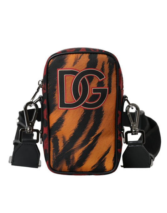 Dolce & Gabbana Multicolor Tiger Print Nylon Logo Cross Body Bag - Sandy Store ByNet
