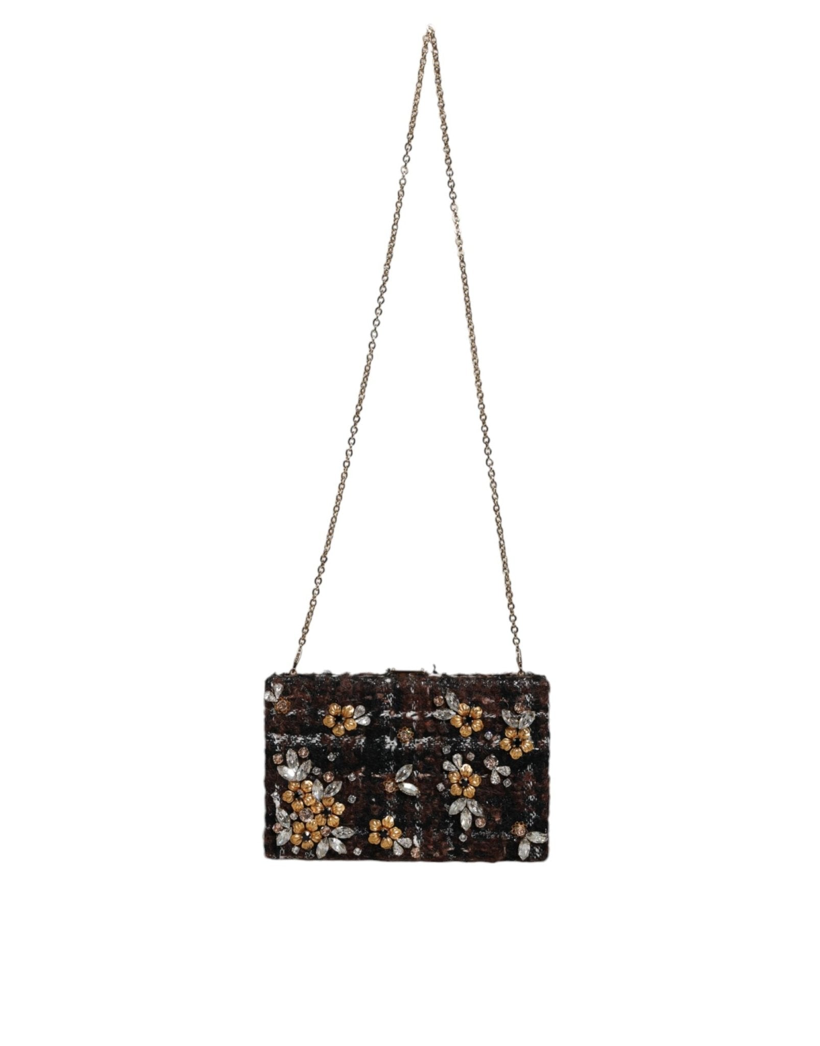 Dolce & Gabbana Multicolor Tweed Floral Clutch Evening Party Purse CrossBody Bag - Sandy Store ByNet