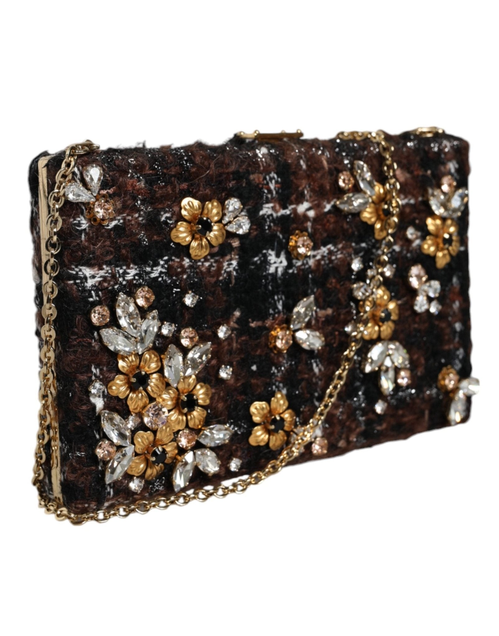 Dolce & Gabbana Multicolor Tweed Floral Clutch Evening Party Purse CrossBody Bag - Sandy Store ByNet