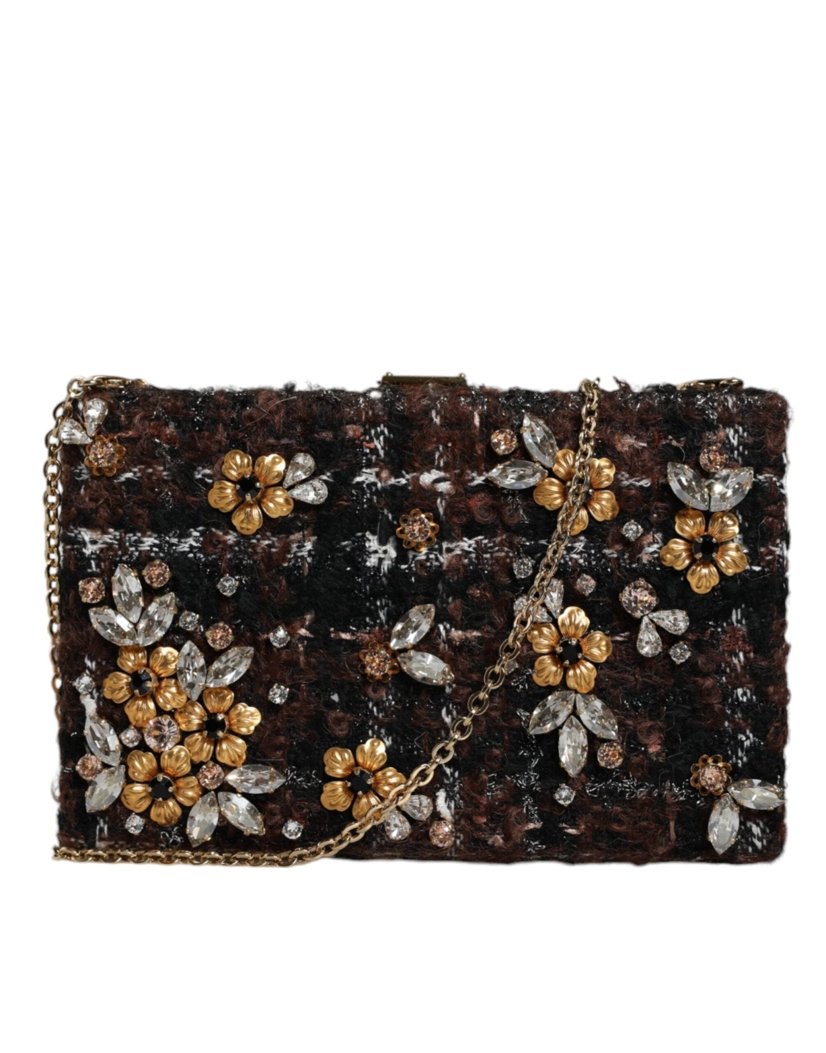 Dolce & Gabbana Multicolor Tweed Floral Clutch Evening Party Purse CrossBody Bag - Sandy Store ByNet
