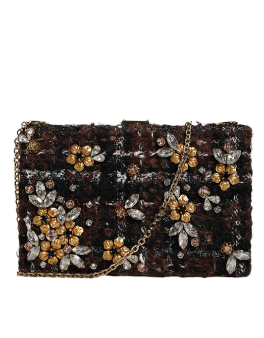 Dolce & Gabbana Multicolor Tweed Floral Clutch Evening Party Purse CrossBody Bag - Sandy Store ByNet
