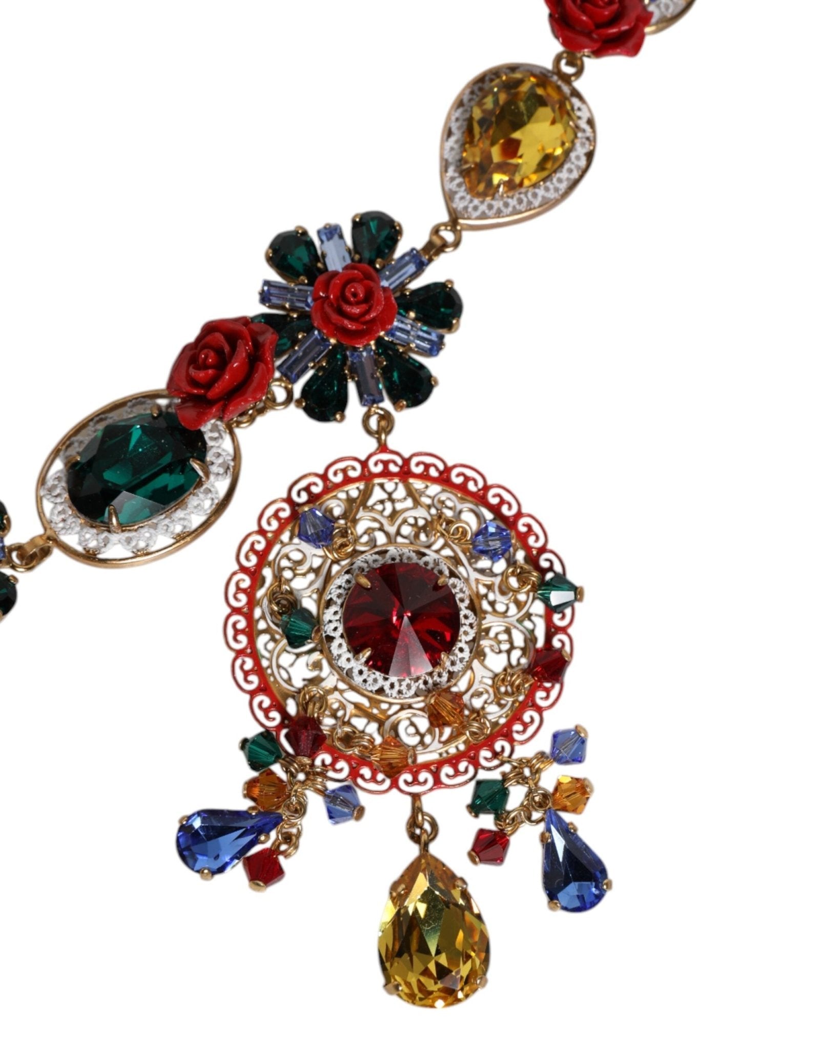 Dolce & Gabbana Multicolor Whimsical Face Charm Pendant Beaded Necklace - Sandy Store ByNet