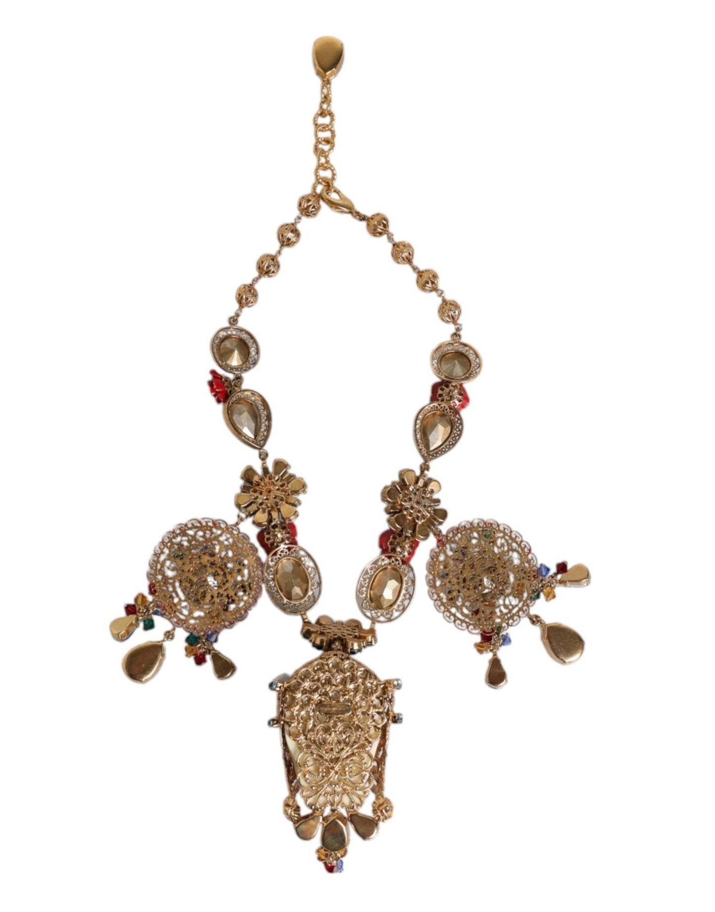 Dolce & Gabbana Multicolor Whimsical Face Charm Pendant Beaded Necklace - Sandy Store ByNet
