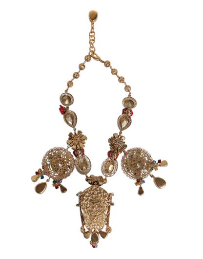 Dolce & Gabbana Multicolor Whimsical Face Charm Pendant Beaded Necklace - Sandy Store ByNet