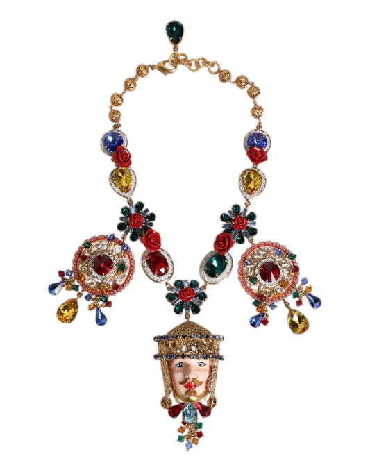 Dolce & Gabbana Multicolor Whimsical Face Charm Pendant Beaded Necklace - Sandy Store ByNet