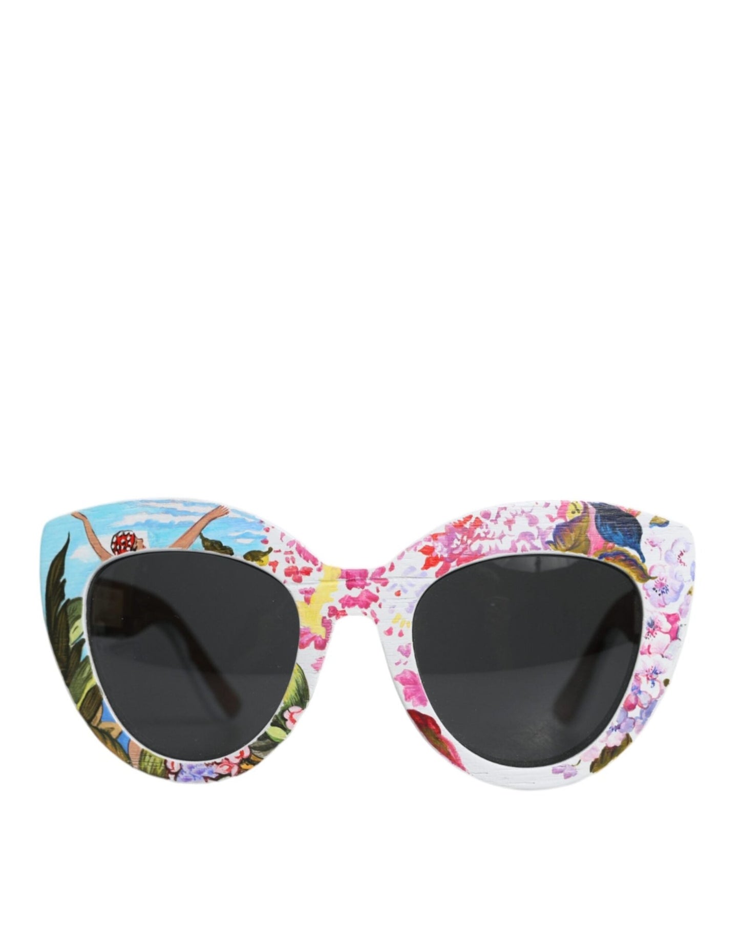 Dolce & Gabbana Multicolor Wood Crystal Brass Frame Floral Hand Paint Sunglasses – par Dolce & Gabbana | Disponible sur Sandy Store ByNet