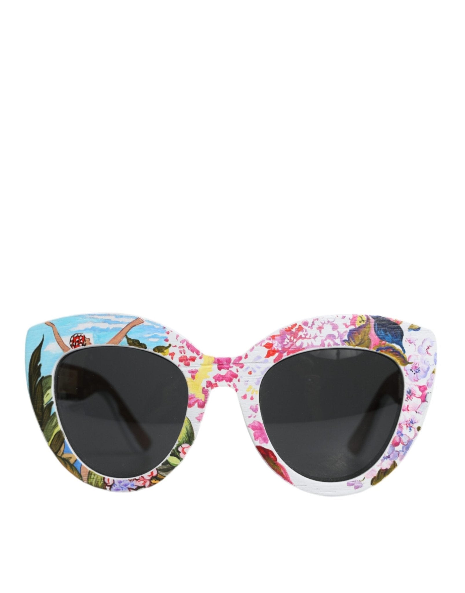 Dolce & Gabbana Multicolor Wood Crystal Brass Frame Floral Hand Paint Sunglasses – par Dolce & Gabbana | Disponible sur Sandy Store ByNet