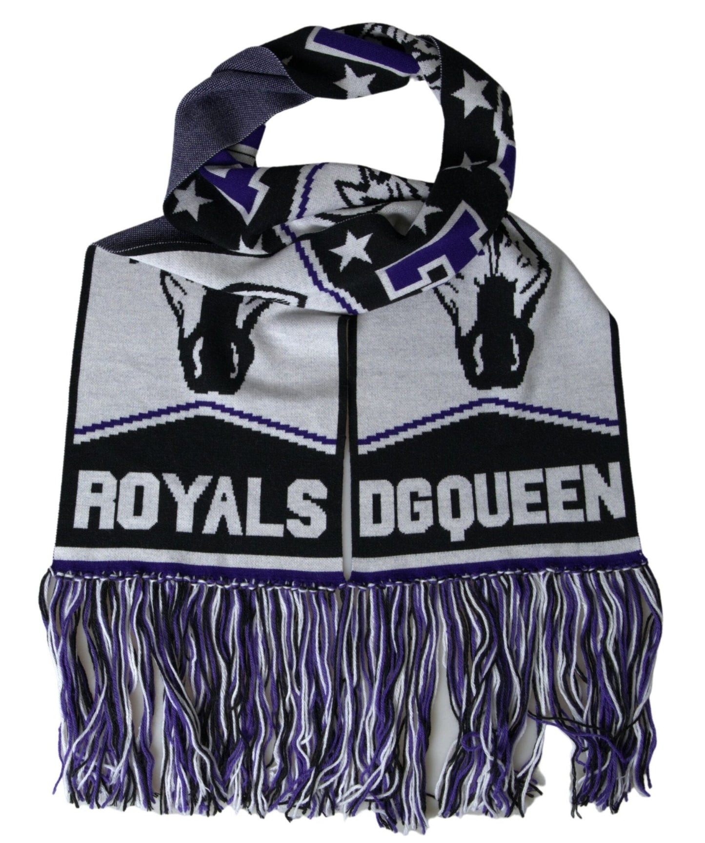 Dolce & Gabbana Multicolor Wool DG Queen Wrap Fringe Scarf – par Dolce & Gabbana | Disponible sur Sandy Store ByNet