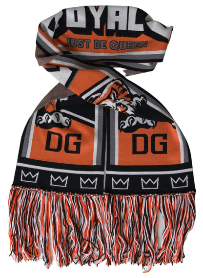 Dolce & Gabbana Multicolor Wool DG Royals Wrap Fringe Scarf – par Dolce & Gabbana | Disponible sur Sandy Store ByNet