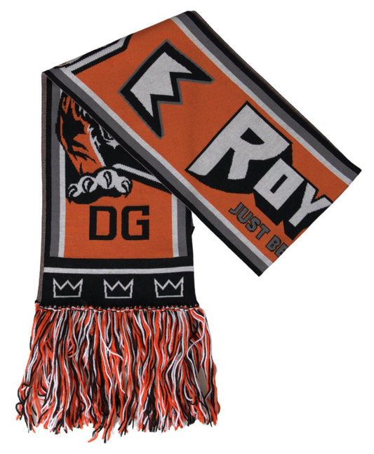 Dolce & Gabbana Multicolor Wool DG Royals Wrap Fringe Scarf – par Dolce & Gabbana | Disponible sur Sandy Store ByNet