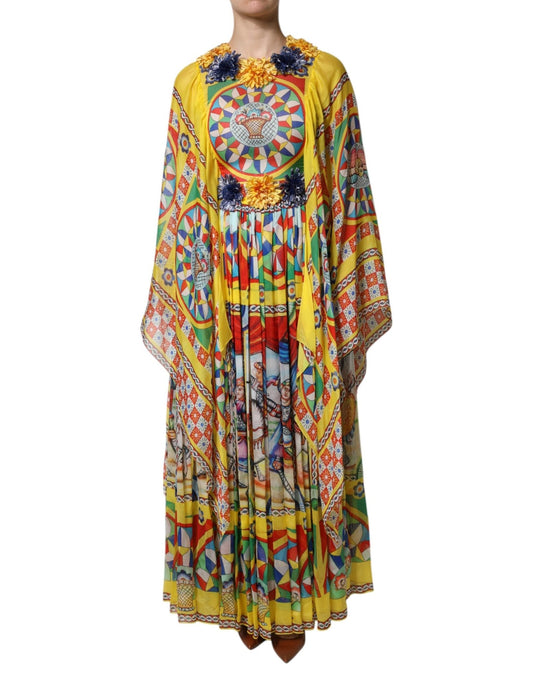 Dolce & Gabbana Multicolour Carretto Print Kaftan Twill Dress - Sandy Store ByNet