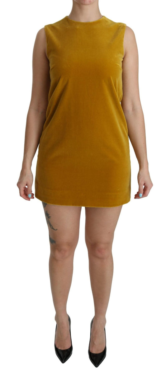 Dolce & Gabbana Mustard Velvet Shift Mini Dress - Sandy Store ByNet