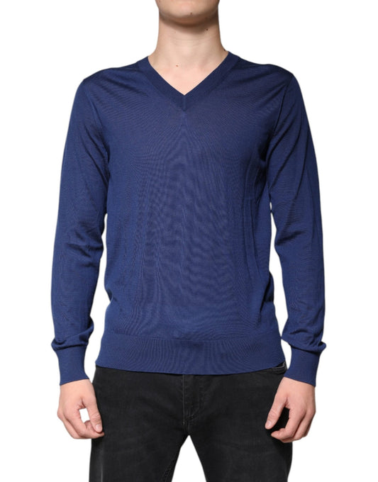 Dolce & Gabbana Navy Blue Cashmere V - neck Pullover Sweater - Sandy Store ByNet