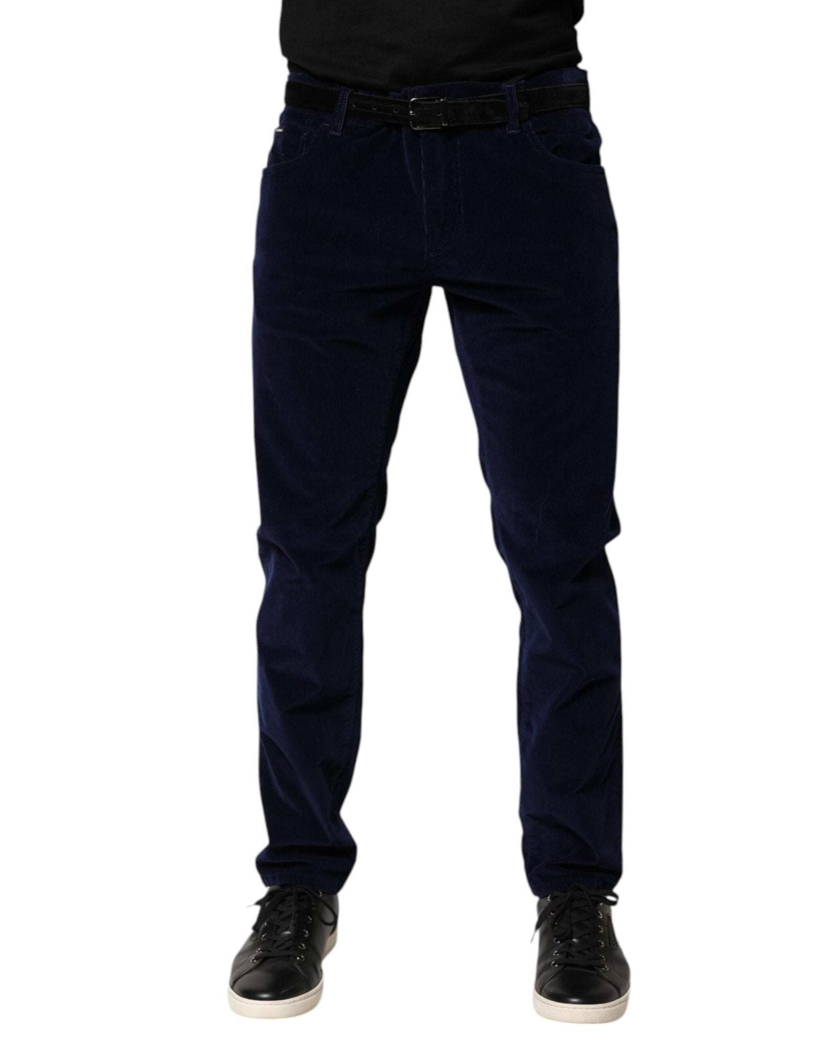 Dolce & Gabbana Navy Blue Cotton Tapered Formal Trouser Pants – IT54 | XL par Dolce & Gabbana | Disponible sur Sandy Store ByNet