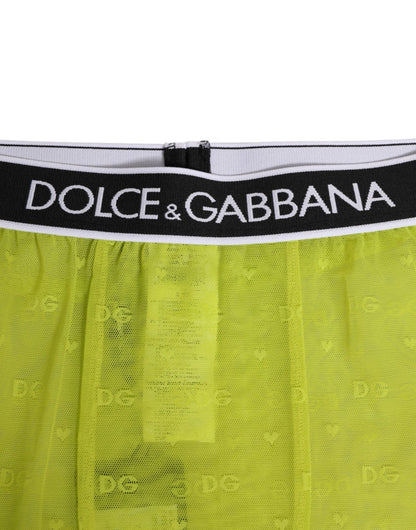Dolce & Gabbana Neon Green Nylon Logo Lace Leggings Pants Underwear – IT2 | S par Dolce & Gabbana | Disponible sur Sandy Store ByNet