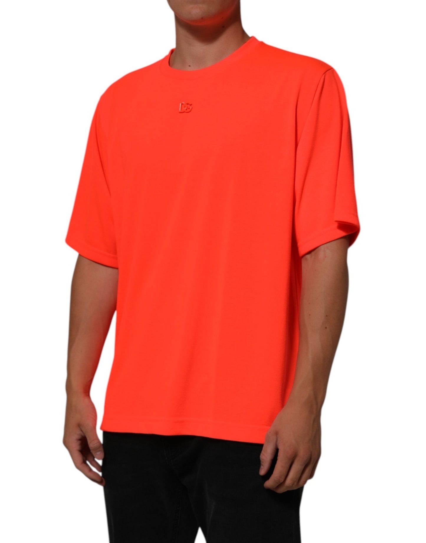 Dolce & Gabbana Neon Orange Polyester Men Crew Neck T-shirt – IT56 | XXL par Dolce & Gabbana | Disponible sur Sandy Store ByNet