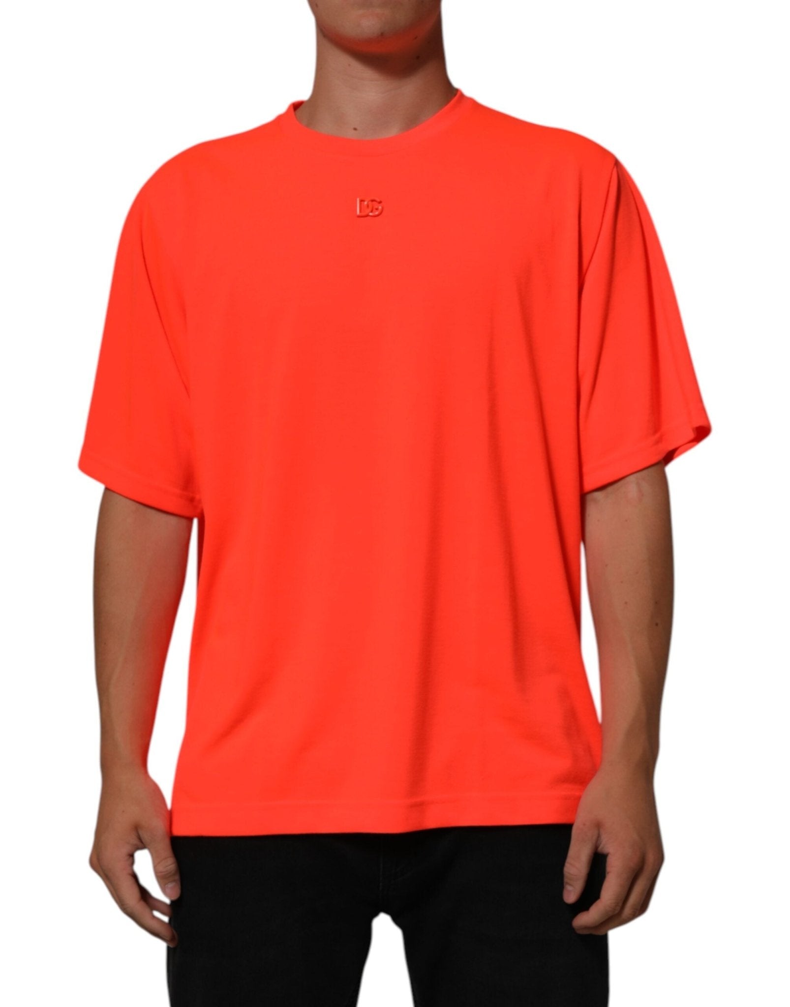 Dolce & Gabbana Neon Orange Polyester Men Crew Neck T-shirt – IT56 | XXL par Dolce & Gabbana | Disponible sur Sandy Store ByNet