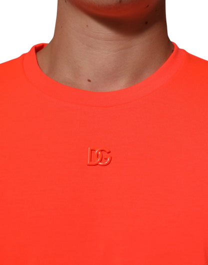 Dolce & Gabbana Neon Orange Polyester Men Crew Neck T-shirt – IT56 | XXL par Dolce & Gabbana | Disponible sur Sandy Store ByNet