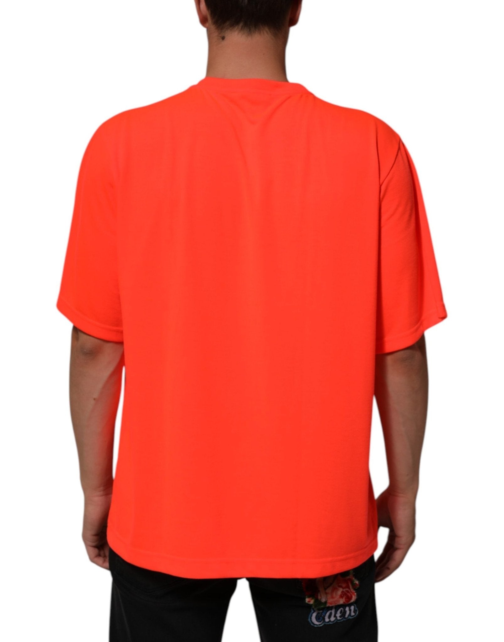 Dolce & Gabbana Neon Orange Polyester Men Crew Neck T-shirt – IT56 | XXL par Dolce & Gabbana | Disponible sur Sandy Store ByNet