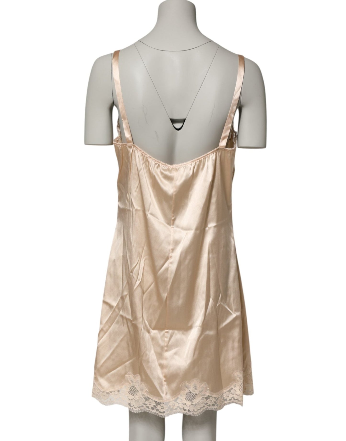 Dolce & Gabbana Nude Chemise Lingerie Silk Blend Lace Trim Dress – IT5 | XL par Dolce & Gabbana | Disponible sur Sandy Store ByNet