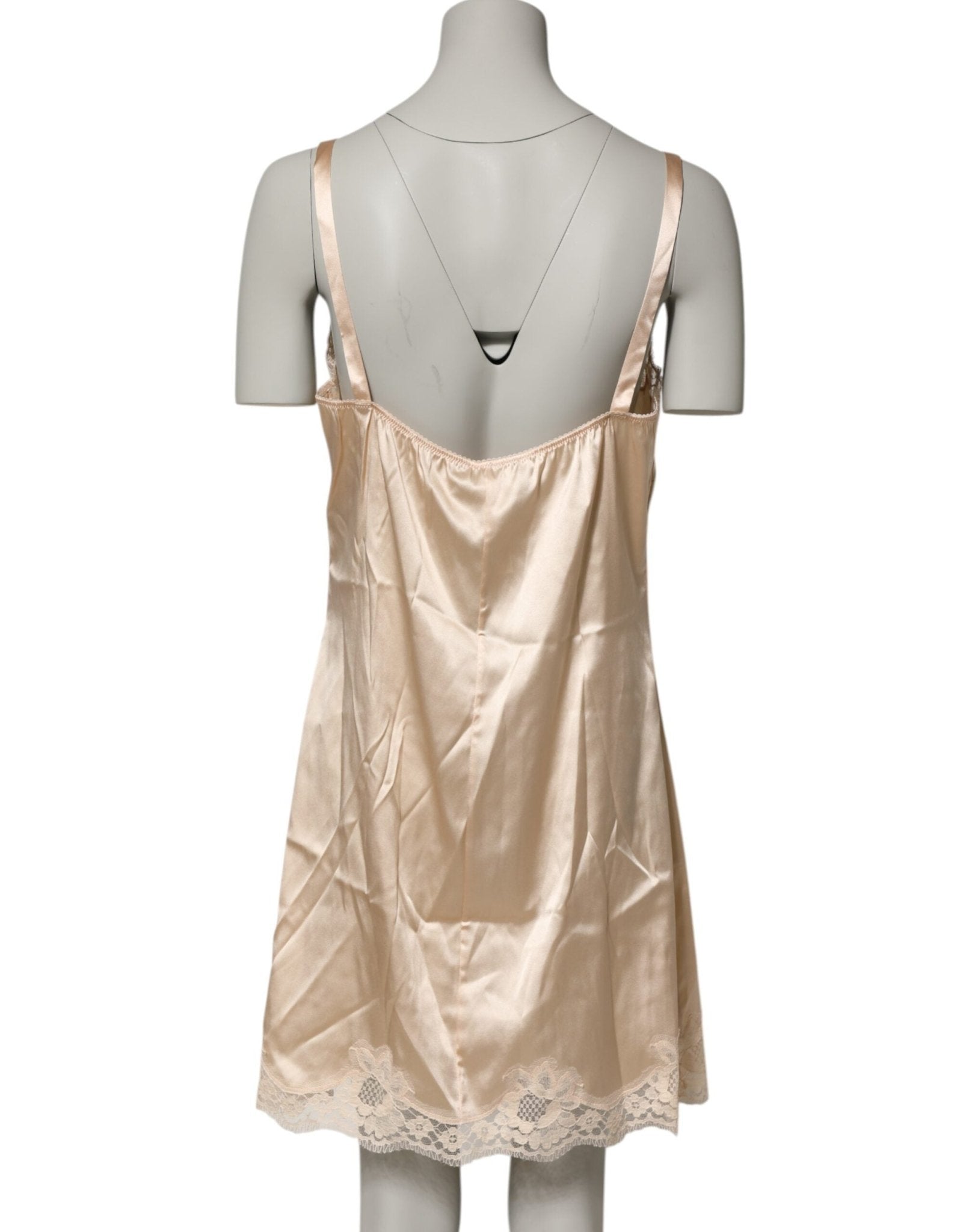 Dolce & Gabbana Nude Chemise Lingerie Silk Blend Lace Trim Dress – IT5 | XL par Dolce & Gabbana | Disponible sur Sandy Store ByNet