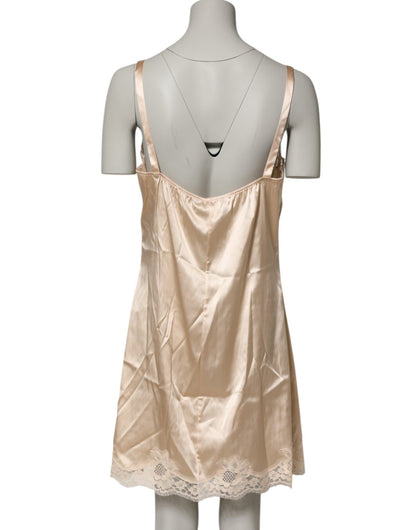 Dolce & Gabbana Nude Chemise Lingerie Silk Blend Lace Trim Dress – IT5 | XL par Dolce & Gabbana | Disponible sur Sandy Store ByNet