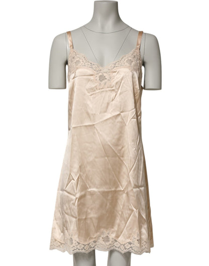 Dolce & Gabbana Nude Chemise Lingerie Silk Blend Lace Trim Dress – IT5 | XL par Dolce & Gabbana | Disponible sur Sandy Store ByNet