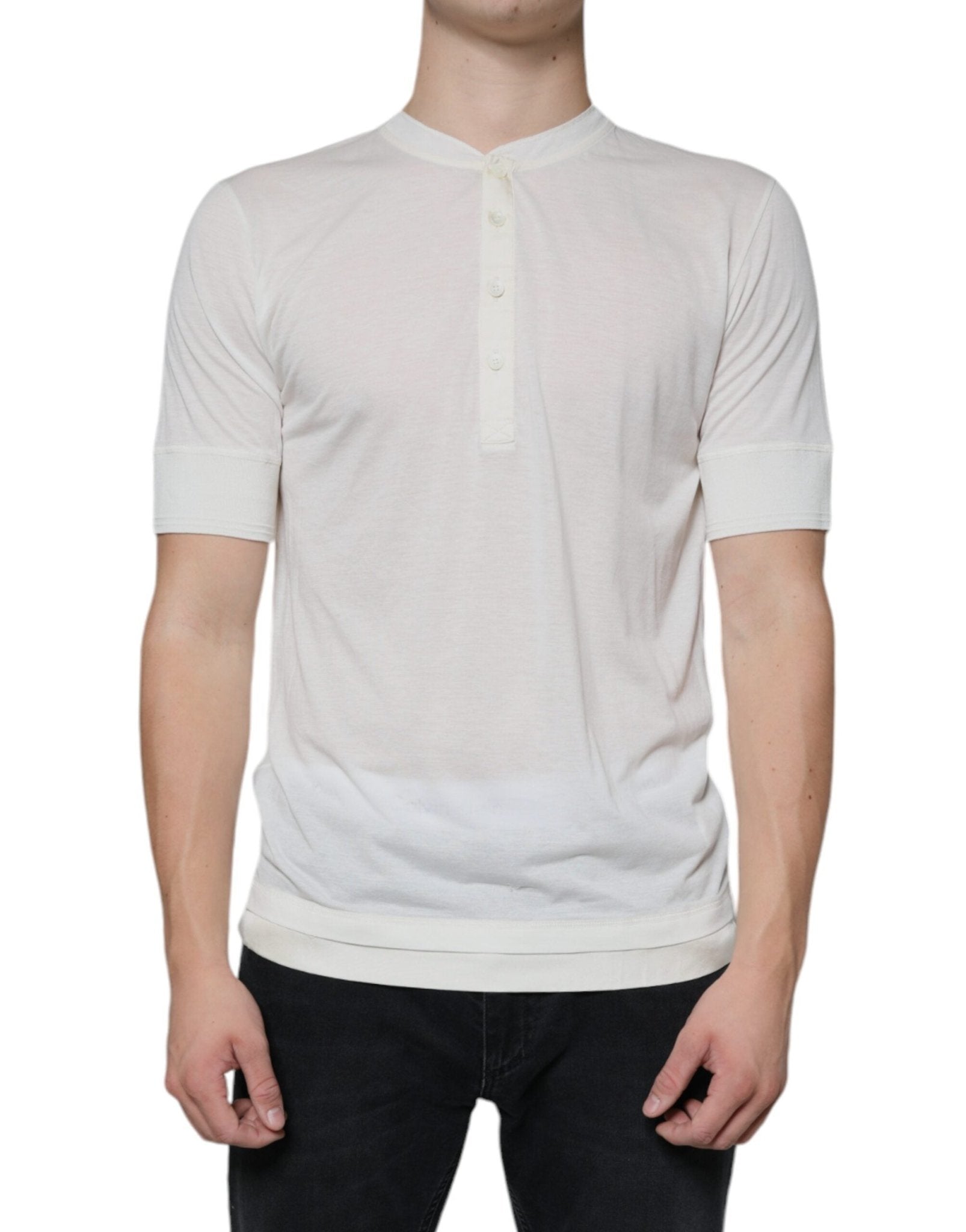 Dolce & Gabbana Off White Cotton Short Sleeves T-shirt – IT44 | XS par Dolce & Gabbana | Disponible sur Sandy Store ByNet