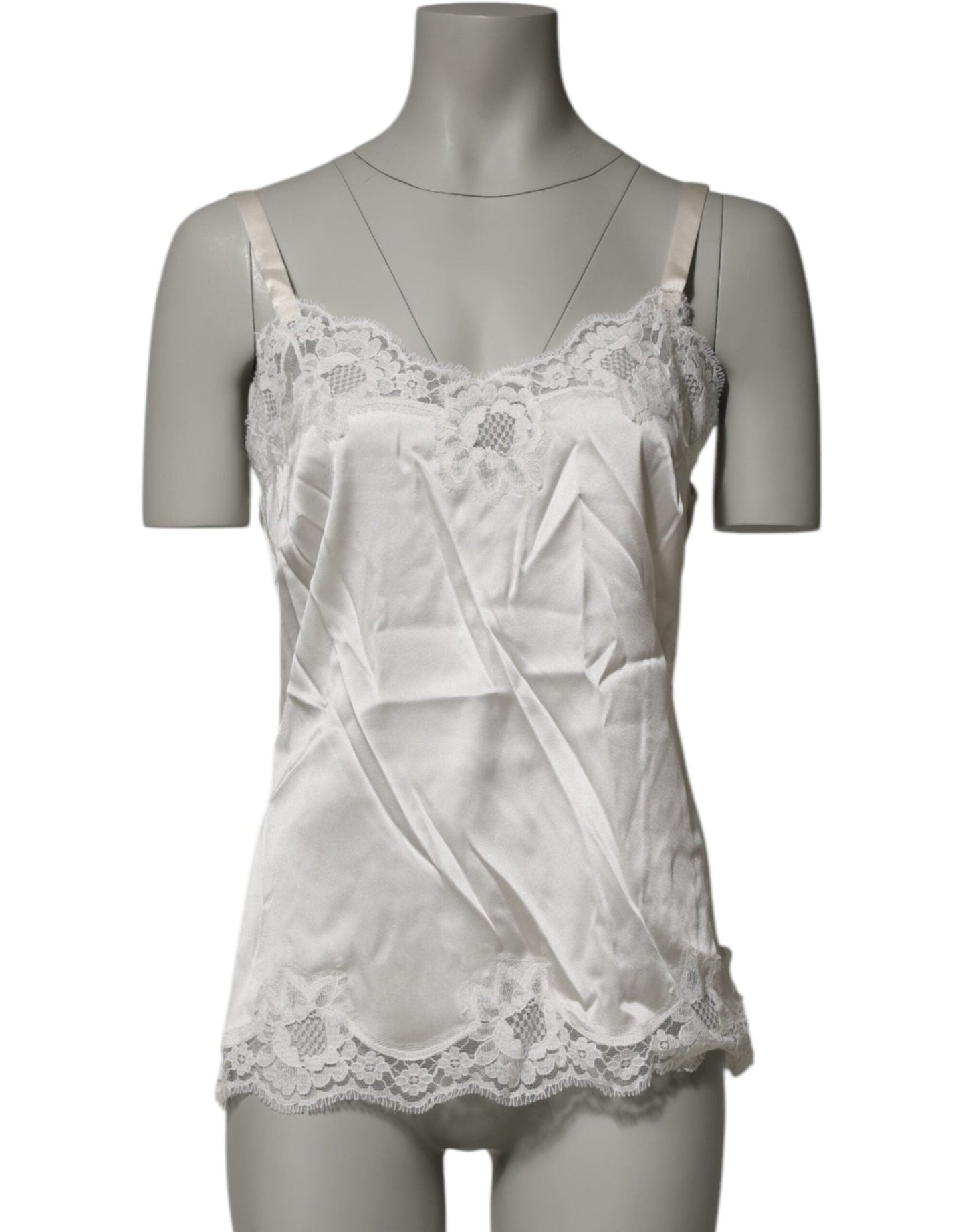 Dolce & Gabbana Off White Floral Lace Tank Lingerie Top Underwear – IT3 | M par Dolce & Gabbana | Disponible sur Sandy Store ByNet