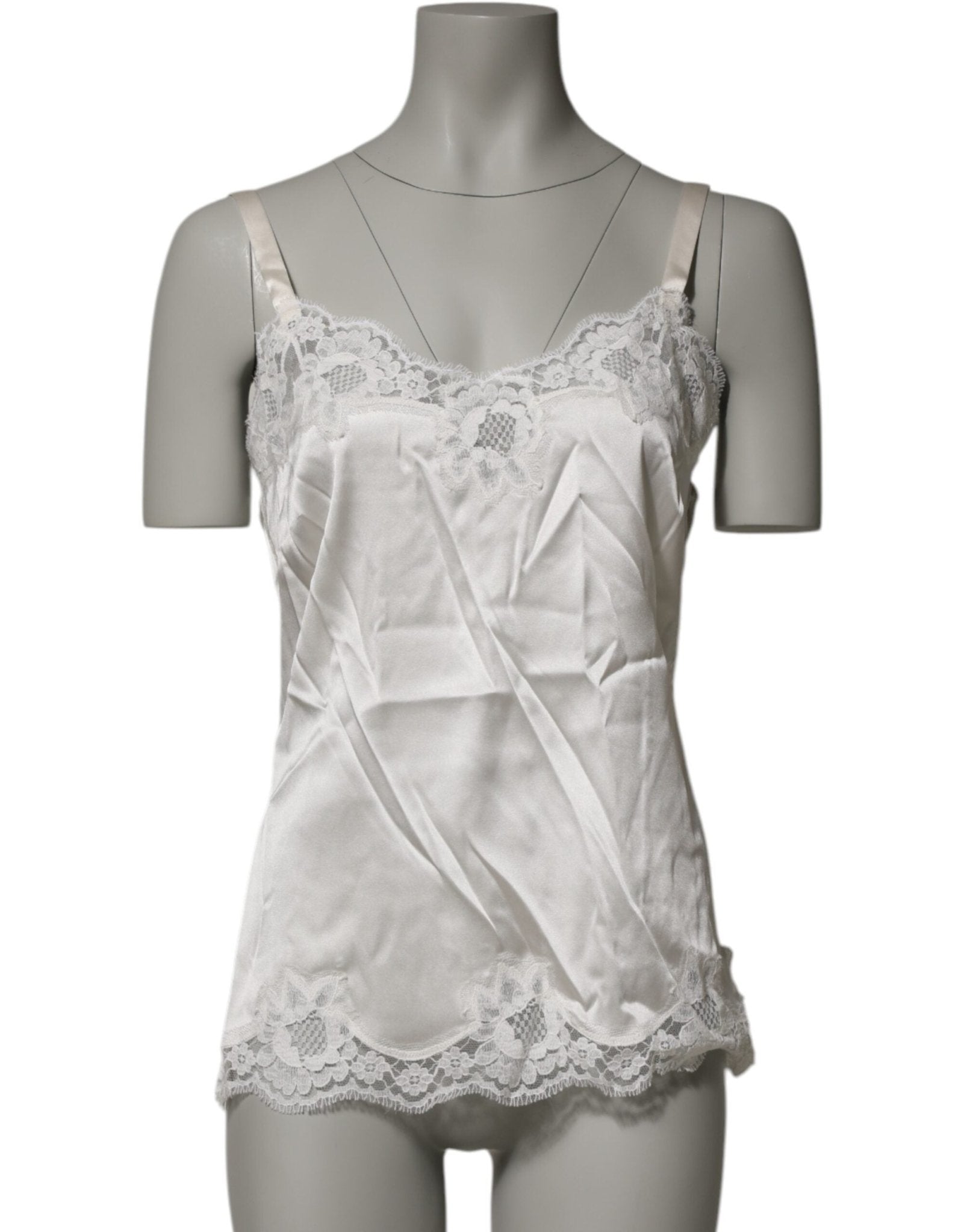 Dolce & Gabbana Off White Floral Lace Tank Lingerie Top Underwear – IT3 | M par Dolce & Gabbana | Disponible sur Sandy Store ByNet