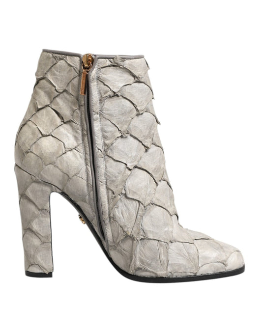 Dolce & Gabbana Off White Leather Heels Ankle Boots Shoes – EU39/US8.5 par Dolce & Gabbana | Disponible sur Sandy Store ByNet