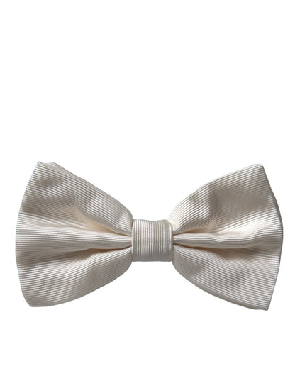 Dolce & Gabbana Off White Silk Adjustable Neck Men Bow Tie – par Dolce & Gabbana | Disponible sur Sandy Store ByNet