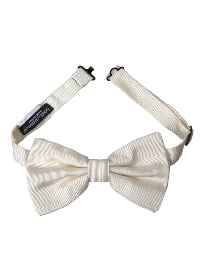Dolce & Gabbana Off White Silk Adjustable Neck Men Bow Tie – par Dolce & Gabbana | Disponible sur Sandy Store ByNet