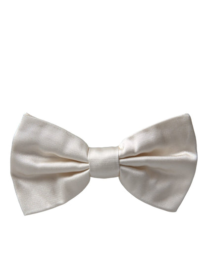 Dolce & Gabbana Off White Silk Adjustable Neck Men Bow Tie – par Dolce & Gabbana | Disponible sur Sandy Store ByNet
