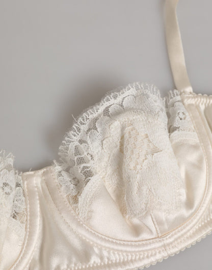 Dolce & Gabbana Off White Silk Underwired Balconette Bra Underwear – IT2 | S par Dolce & Gabbana | Disponible sur Sandy Store ByNet