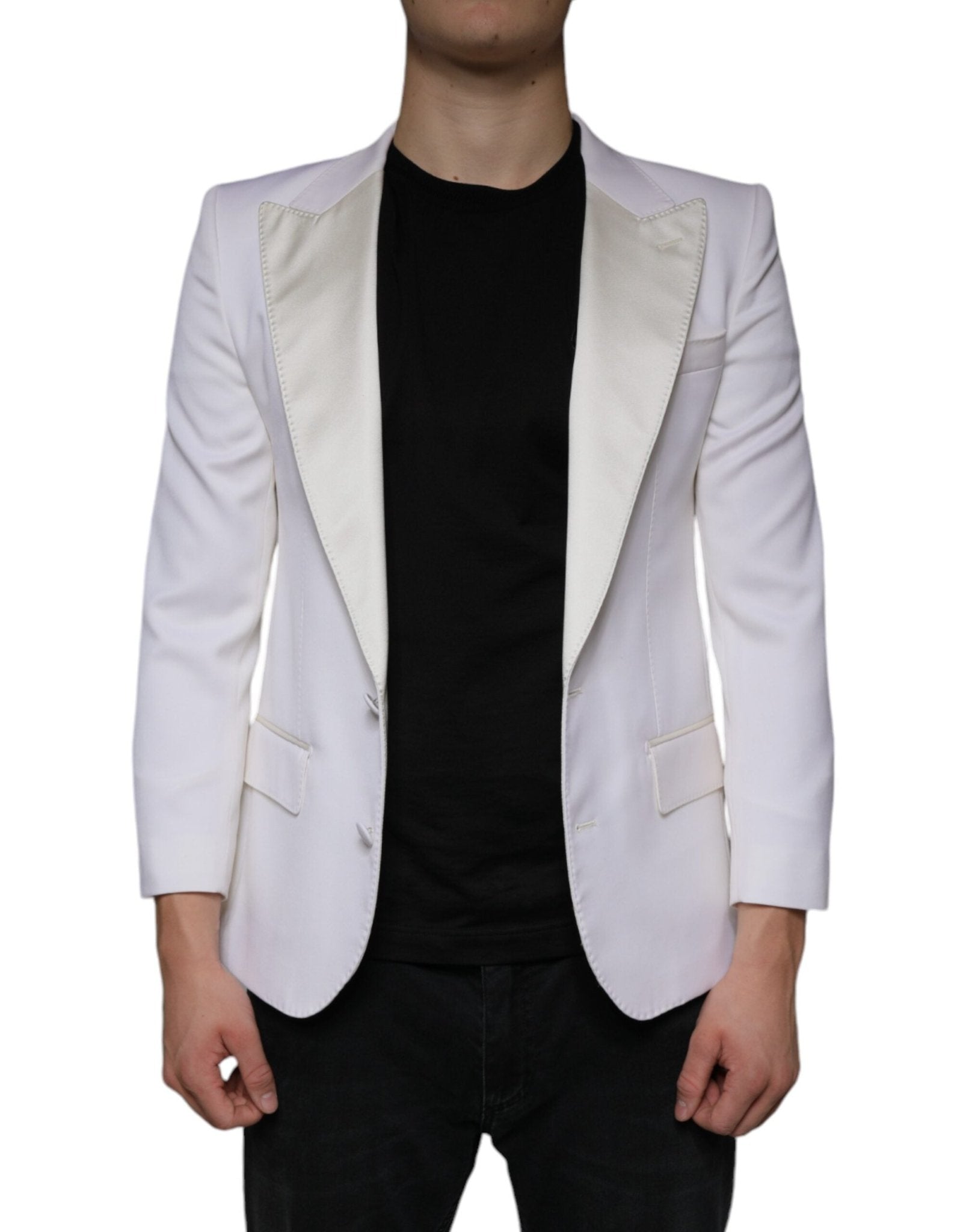 Dolce & Gabbana Off White Wool Single Breasted Dress Blazer - Sandy Store ByNet