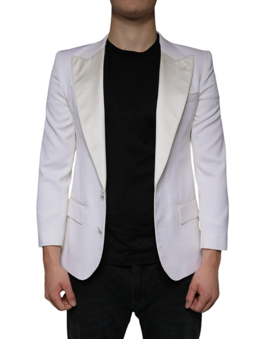 Dolce & Gabbana Off White Wool Single Breasted Dress Blazer - Sandy Store ByNet
