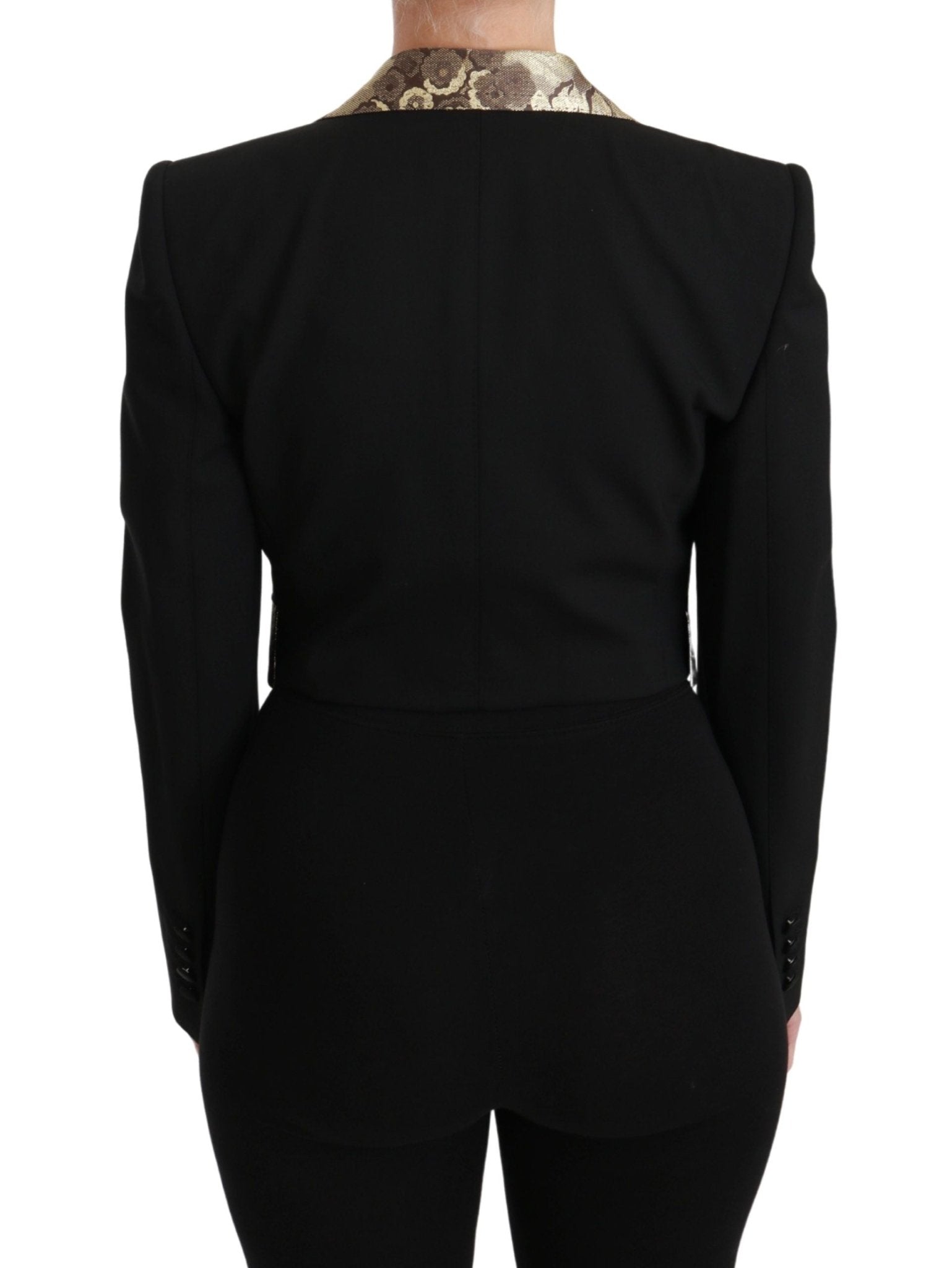 Dolce & Gabbana Opulent Black Gold Floral Jacket and Vest Ensemble - Sandy Store ByNet
