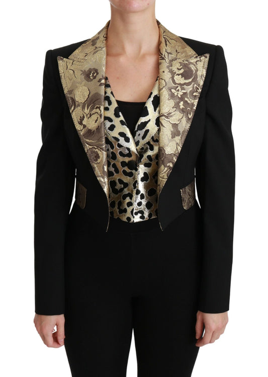 Dolce & Gabbana Opulent Black Gold Floral Jacket and Vest Ensemble - Sandy Store ByNet