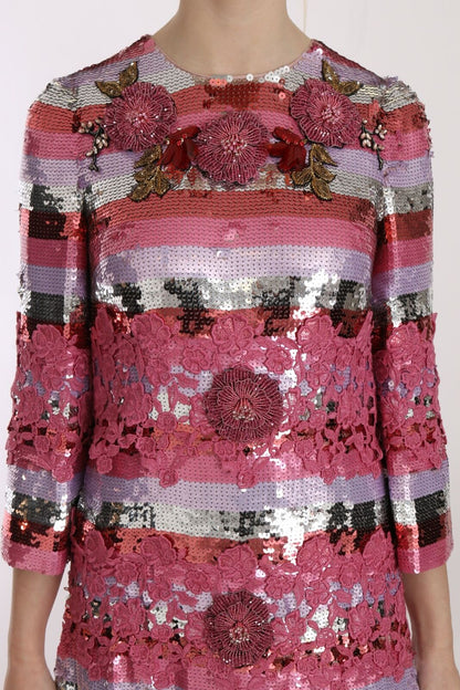 Dolce & Gabbana Opulent Pink Sequined Floor - Length Dress - Sandy Store ByNet