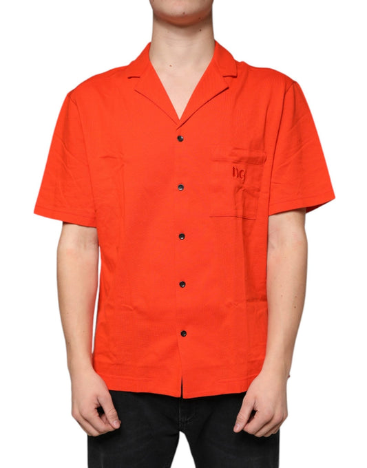 Dolce & Gabbana Orange Cotton Button Down Casual Polo Shirt - Sandy Store ByNet