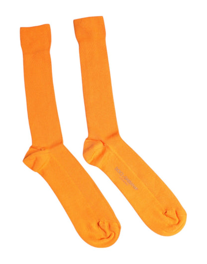 Dolce & Gabbana Orange Cotton Logo Over The Calf Socks – L par Dolce & Gabbana | Disponible sur Sandy Store ByNet
