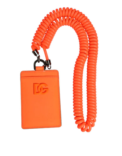 Dolce & Gabbana Orange Leather Logo Embossed Lanyard Card Holder Wallet – par Dolce & Gabbana | Disponible sur Sandy Store ByNet