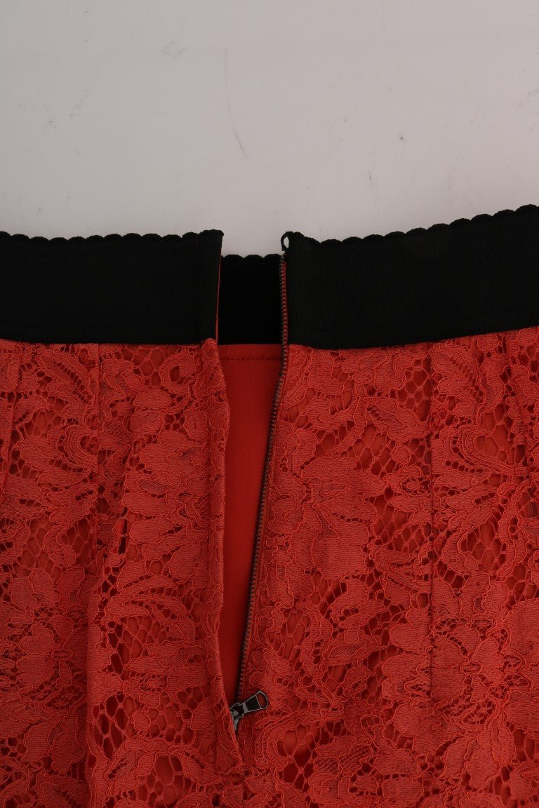 Dolce & Gabbana Orange Macramé Lace Pencil Skirt - Sandy Store ByNet