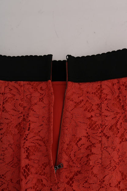 Dolce & Gabbana Orange Macramé Lace Pencil Skirt - Sandy Store ByNet