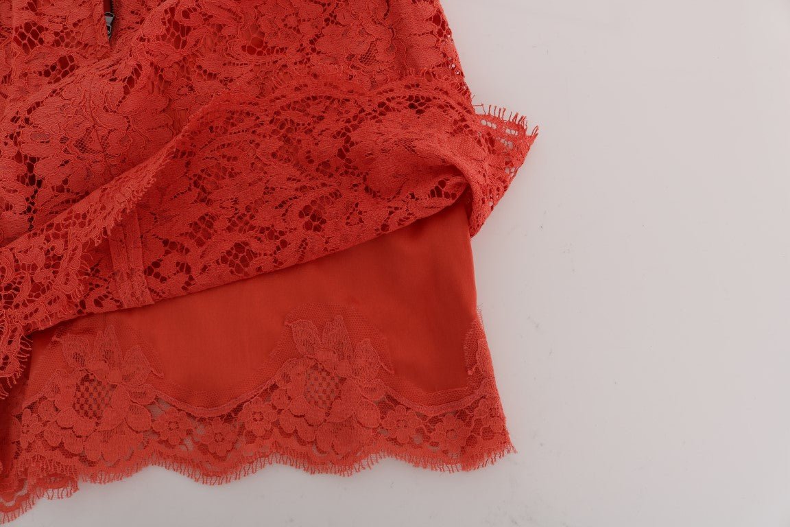 Dolce & Gabbana Orange Macramé Lace Pencil Skirt - Sandy Store ByNet